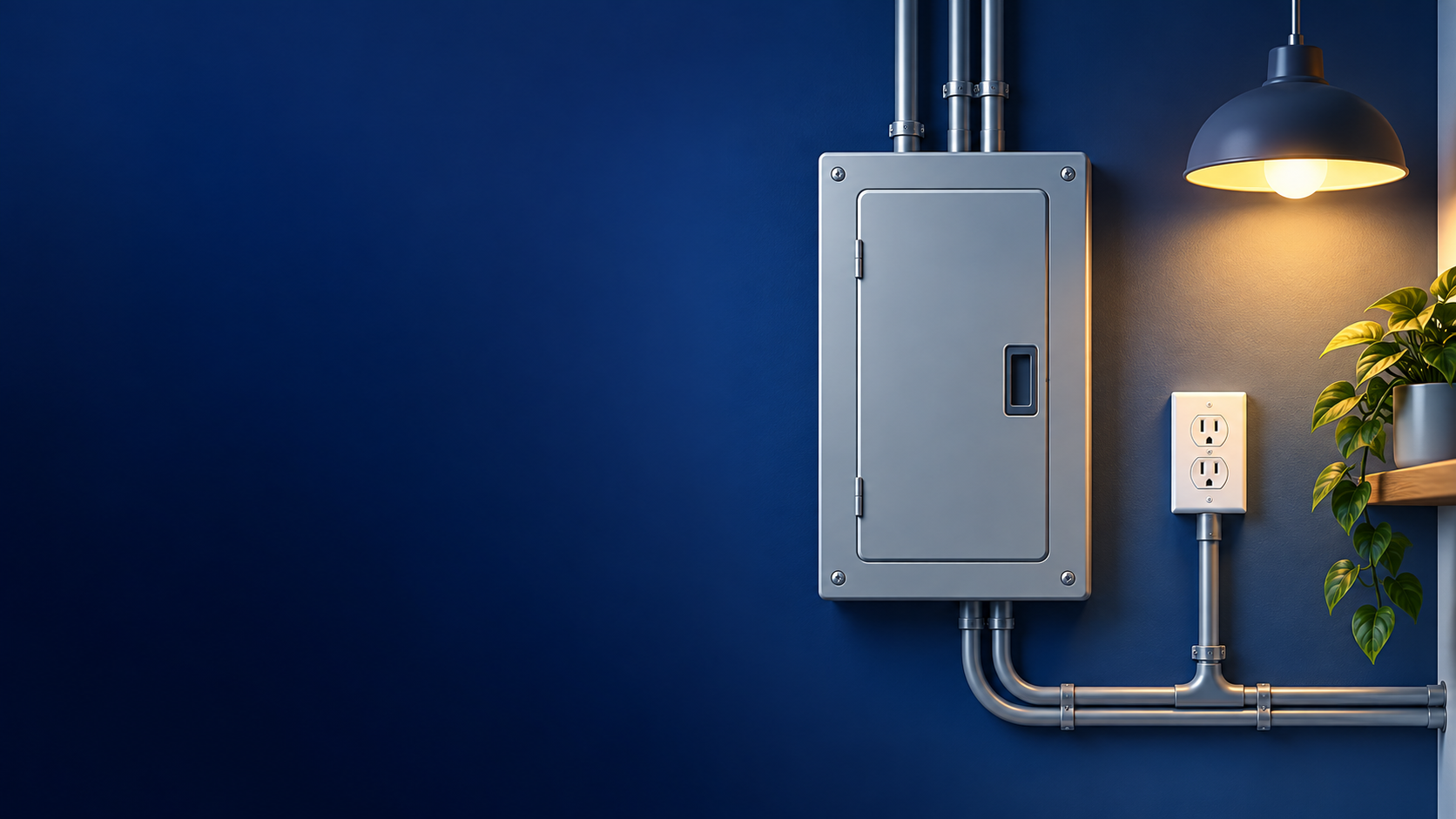 Ilustração de uma avaliação técnica de tomada, iluminação e quadro elétrico residencial.